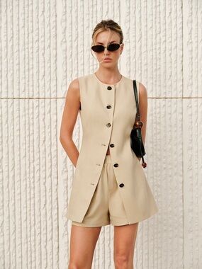 90 Cotton & Linen Tie-Back Shorts Set